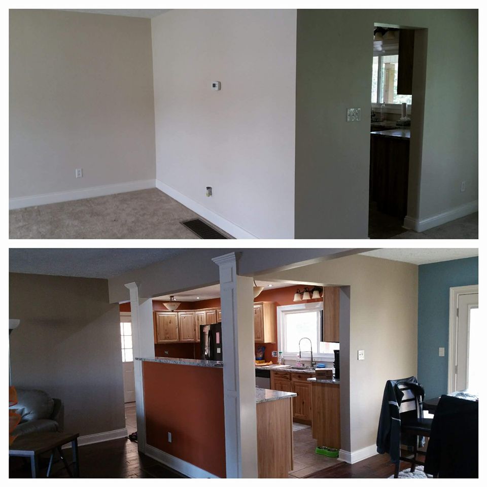 before and after of warm and cool contrasting painting services.